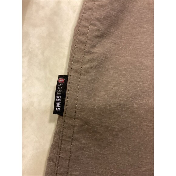 Swiss Tech Shirt Mens 2XL Brown Button Hiking Chest Pocket Techwear Atheisure - Picture 7 of 11